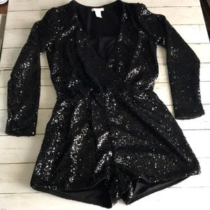 H&M Black Sequin Romper Size 4